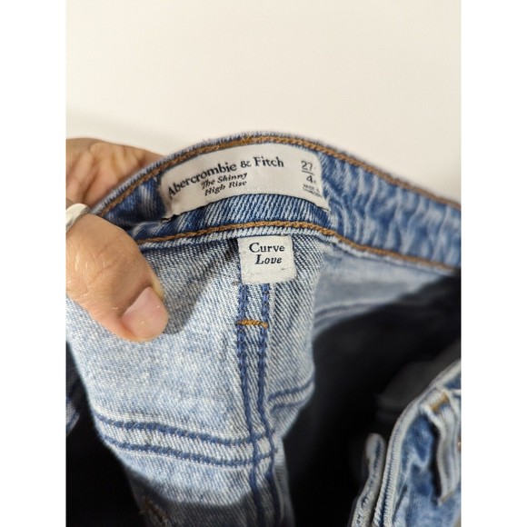 Abercrombie & Fitch Blue The Skinny High Rise Curve Love Jeans Women Size 27 - Picture 8 of 9